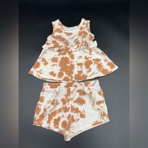 Girls 3-6 months Grayson mini tan & cream tie dye set